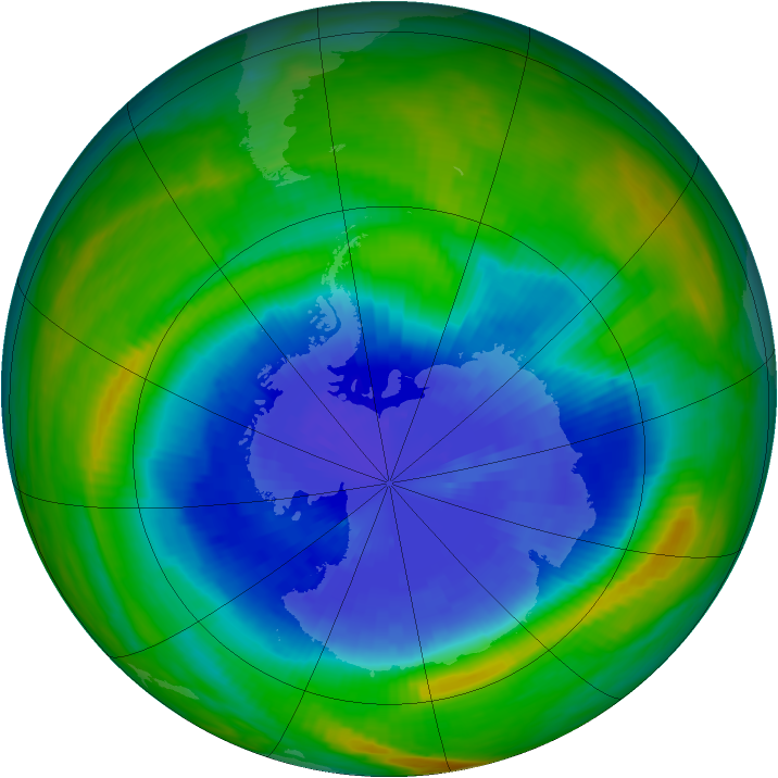 Antarctic ozone map for 22 September 1985
